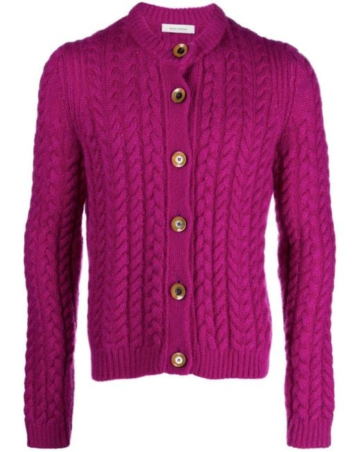 Wales Bonner Pink Liberty Cable-knit Cardigan for men