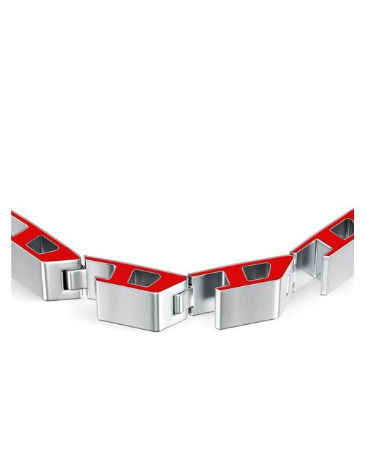 DIESEL White Bracelet À Logo D Émaillé