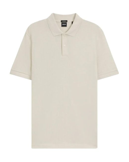 Boss White Cotton Polo Shirt for men