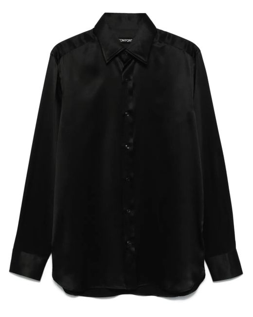 Tom Ford Zijden Overhemd in het Black voor heren