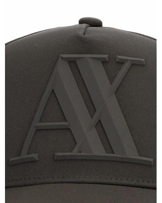 ARMANI EXCHANGE Black Embossed-Logo Baseball Cap for men
