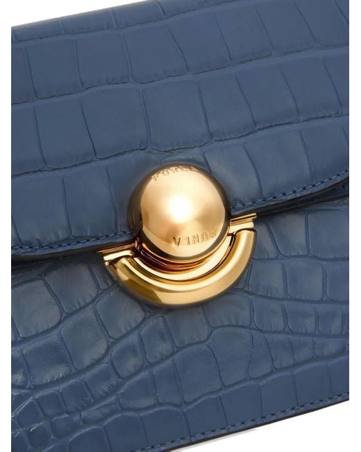 Furla Sfera クロコエンボス ショルダーバッグ Blue