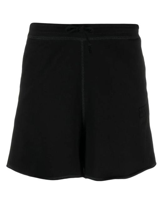 Ganni Black Drawstring Organic Cotton Shorts