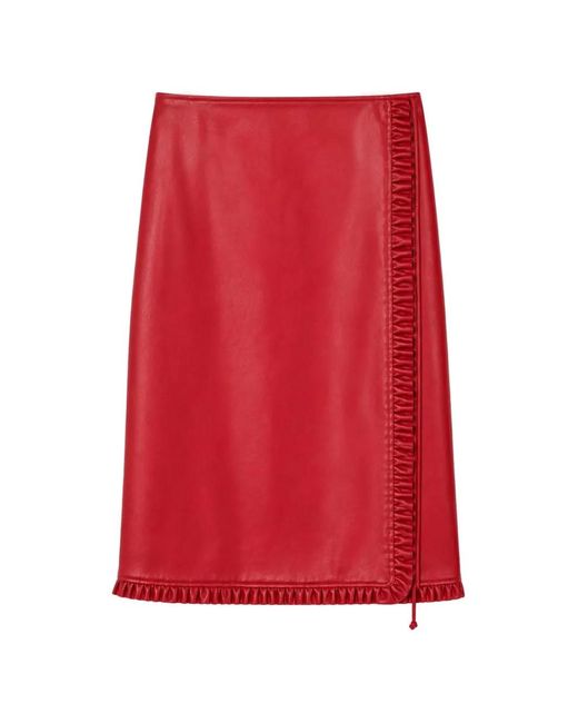 Niccolò Pasqualetti Red Gala Ruffled Midi Skirt