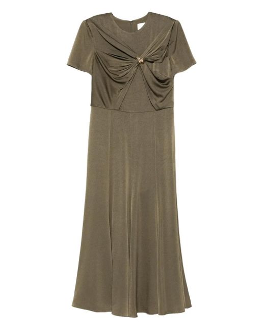 Roland Mouret Green Knot-Detail Midi Dress