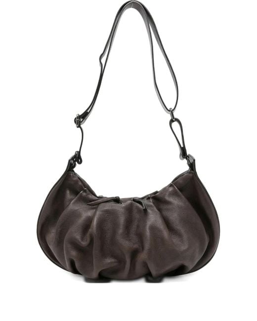 Reptile's House Gray Gathered Leather Shoulder Bag