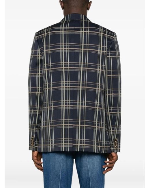 Valentino Garavani Checked double-breasted blazer in Gray für Herren