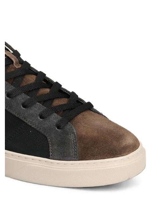 Crime London Black Suede-Panelled Leather Sneakers for men