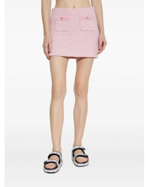 LoveShackFancy Pink Ellianna Pocket Heart-Button Mini Skirt