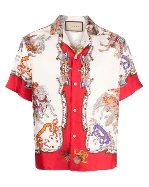 Gucci Red Patterned Vacation Shirt for men
