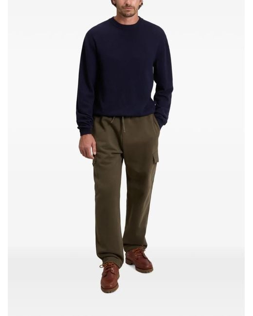 Woolrich Blue Fleece-Texture Cargo Track Pants for men