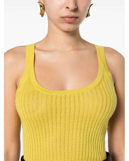 Gabriela Hearst Yellow Nevin Pointelle Ribbed Tank Top