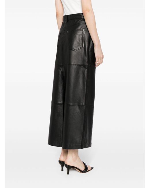 Reformation Black Veda Tazz Leather Maxi Skirt