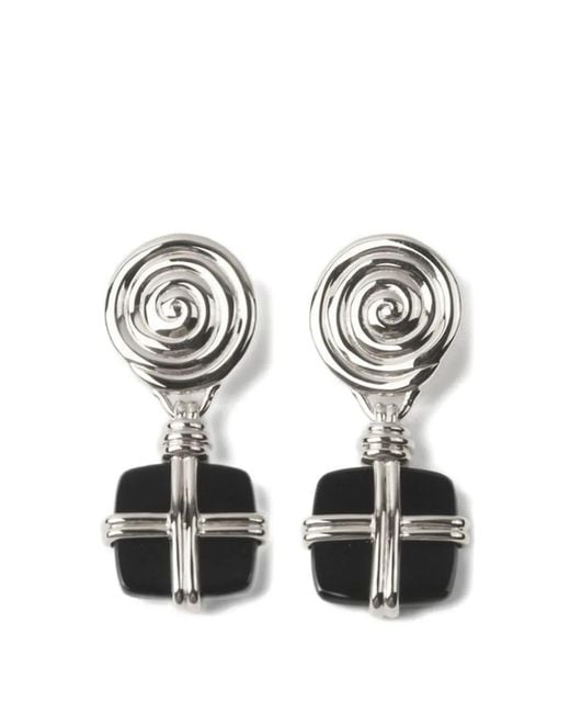 Rejina Pyo White Squiggle Onyx Earrings