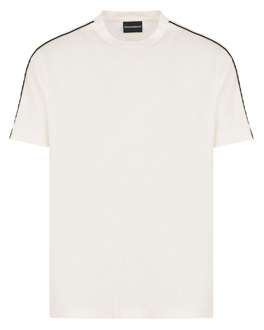 Emporio Armani White Logo-tape Cotton T-shirt for men