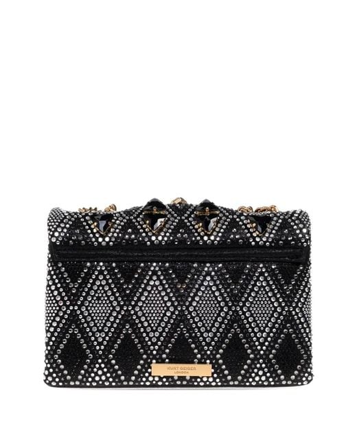Kurt Geiger Black Medium Kensington Jewel-Embellished Clutch Bag