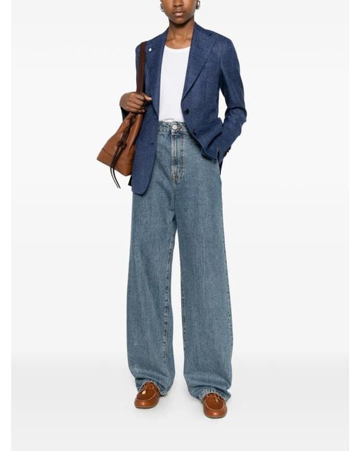 L.b.m. 1911 Blue Marl-Effect Patch-Pocket Blazer