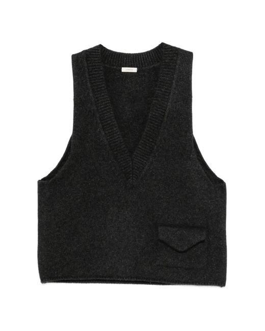 LAMRONS Black V-Neck Flap-Pocket Vest