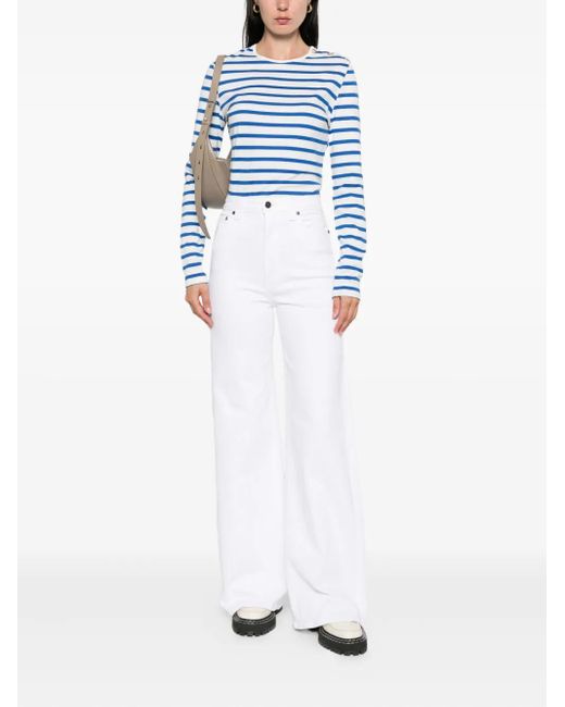 A.P.C. Blue Striped Button-Shoulder T-Shirt
