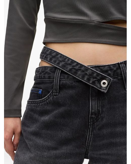 Karl Lagerfeld Black Cutout Waist Relaxed Jeans