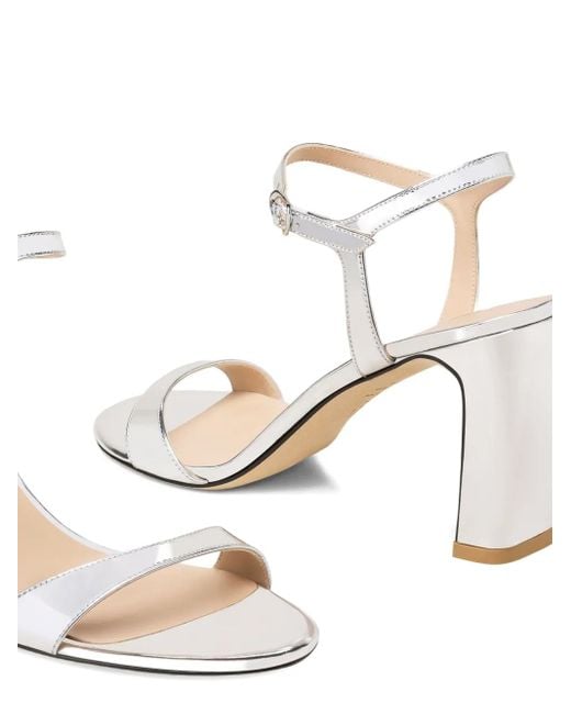 Sandales Métallisées À Talon Épais Stuart Weitzman en coloris White