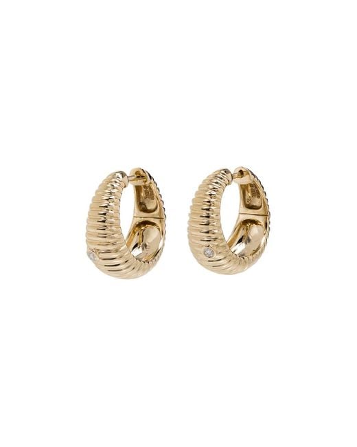 Yvonne Léon White 9Kt Ridged Diamond Hoop Earrings