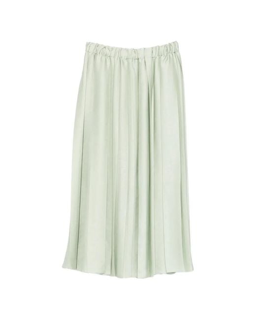 Tibi Green Pleated Elasticated-Waist Midi Skirt