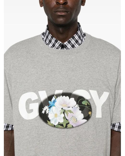 Givenchy Gray Mélange Cotton T-Shirt for men