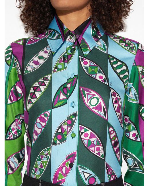 Print silk shirt deals