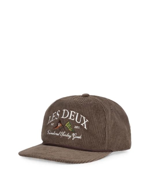 Les Deux Brown Casquette En Velours Côtelé À Logo Brodé Ivy for men