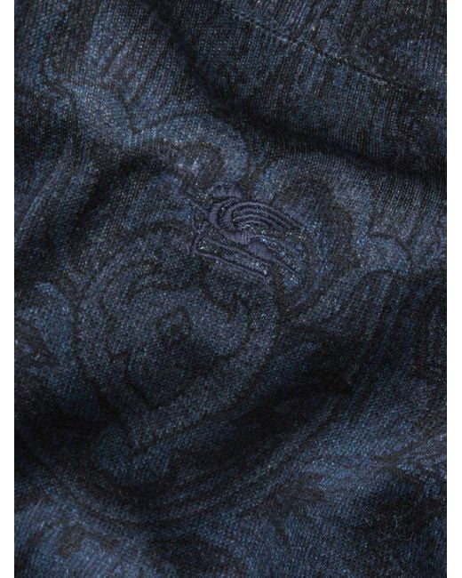 Etro Blue Paisley-jacquard Fine-knit Jumper for men