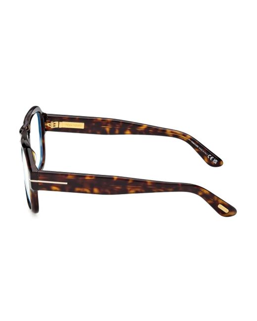 Tom Ford Brown Tortoiseshell Pilot-Frame Glasses for men
