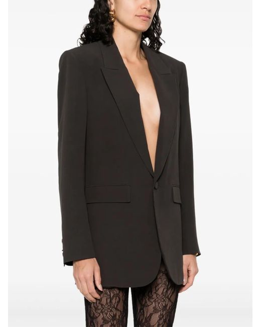 Saint Laurent Black Silk Single-Breasted Blazer