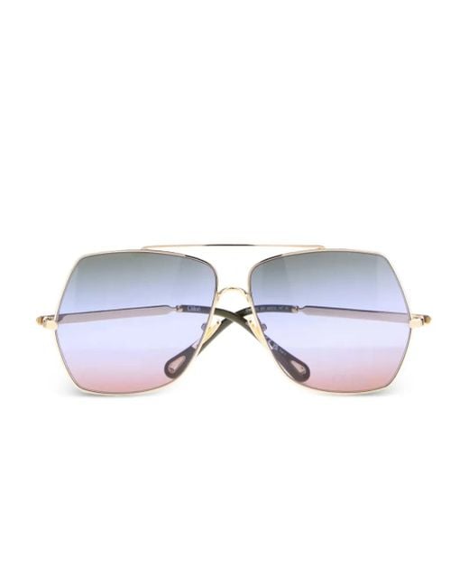 Chloé Blue Aly Geometric-Frame Sunglasses