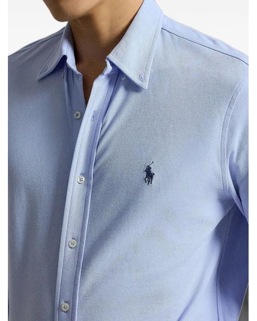 Polo Ralph Lauren Blue Logo-Embroidered Button-Down Shirt for men