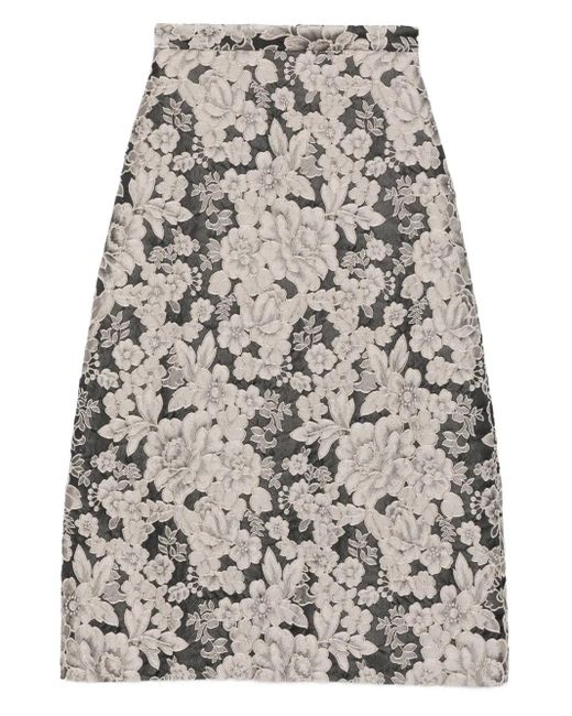 Lunatica Milano Gray Floral-Print Maxi Skirt