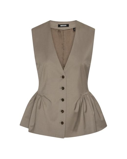 ROTATE BIRGER CHRISTENSEN Gray Peplum Waistcoat Taupe