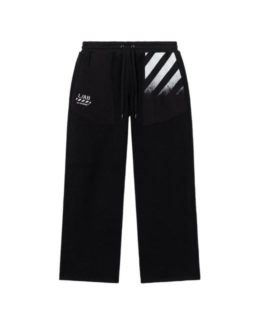 LAB C.O. OFF WHITE Black Reverse Track Pants for men