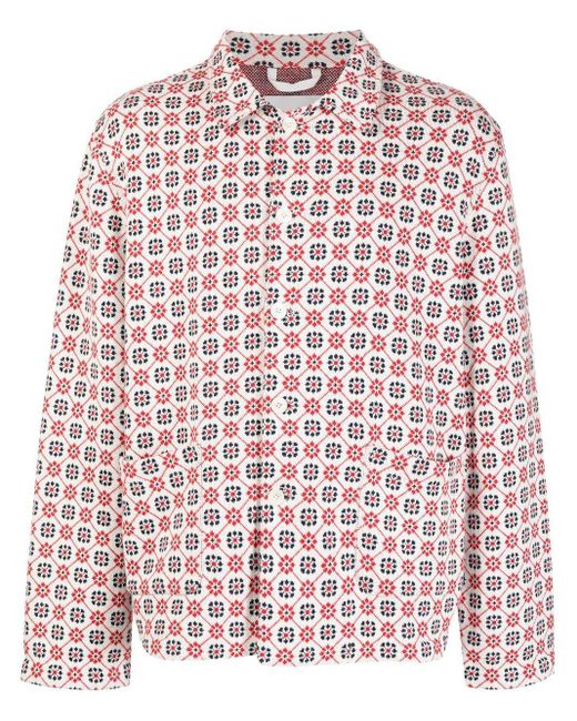 Bode Floral-jacquard Shirt Jacket in White (Red) for Men | Lyst Canada