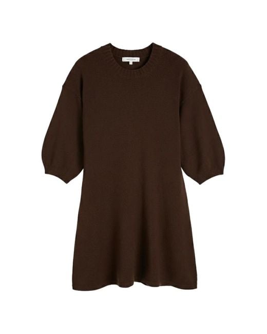 Chinti & Parker Brown Wide-Sleeve A-Line Mini Dress