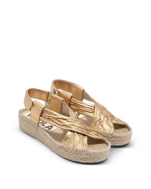 Bimba Y Lola Metallic Leather Wedge Sandals