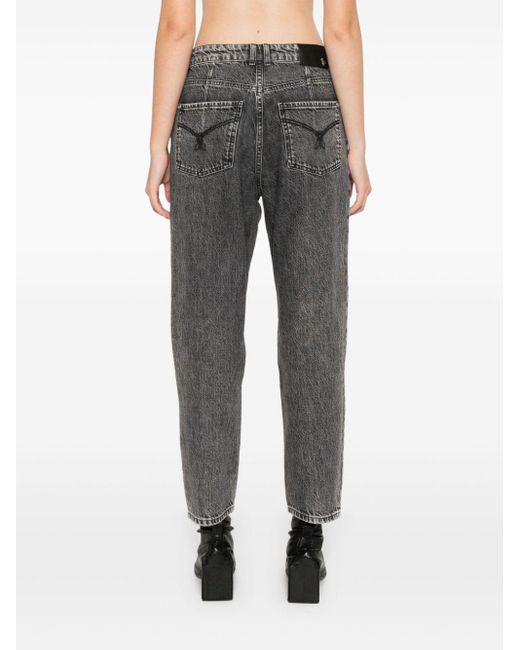 Patrizia Pepe Gray High-Rise Cropped Jeans