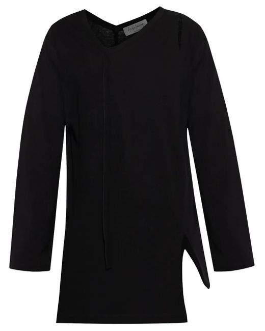 Yohji Yamamoto Black Asymmetric T-Shirt for men