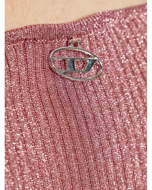 DIESEL Pink M-Dalila V-Neck Long-Sleeved Mini Dress