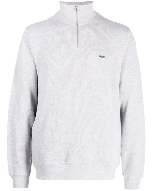 Sweat Nervuré À Col Montant Lacoste pour homme en coloris White