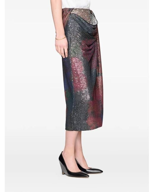 Maison Margiela Brown Panelled Midi Skirt