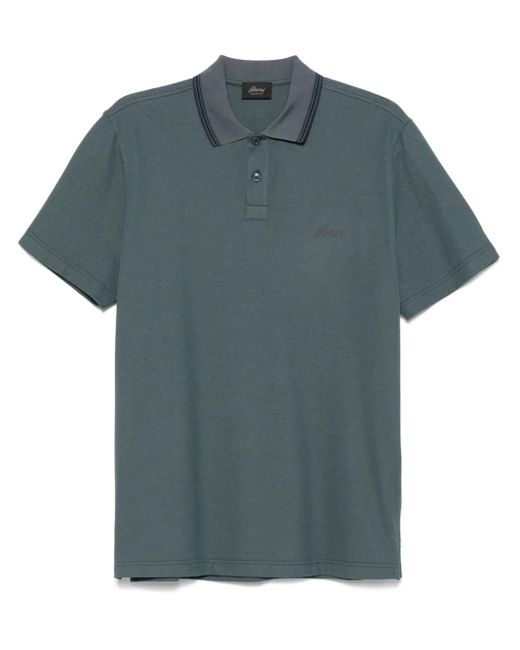 メンズ Brioni ピケ ポロシャツ Blue