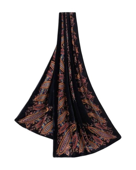 Etro Black Fringed Paisley-Print Scarf