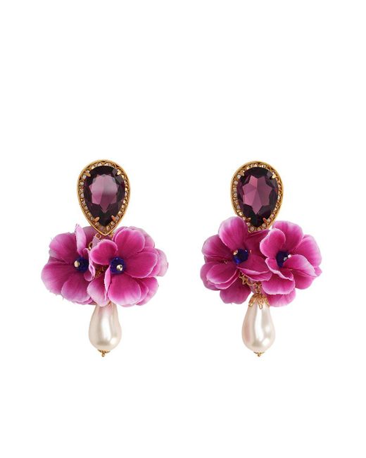 Dolce & Gabbana Multicolor Floral-motif Clip-on Earrings