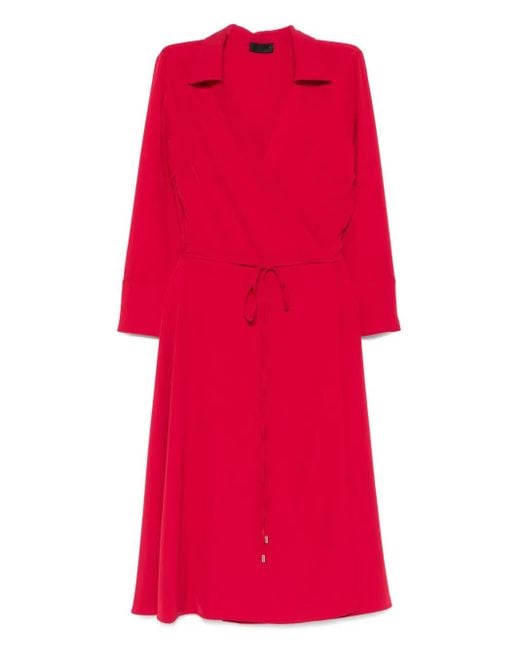 Liu Jo Red V-Neck Midi Dress